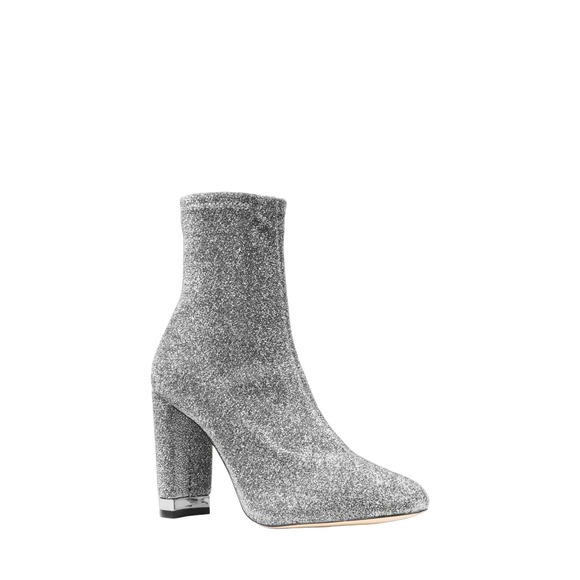 MICHAEL Michael Kors MANDY Glitter Stretch-Knit Ankle Boot Black/Silver 5 $130 - Picture 1 of 4